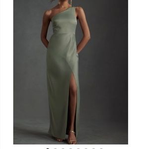 Bhldn Bridesmaid Dylan Satin Charmeuse Maxi Dress Moss
